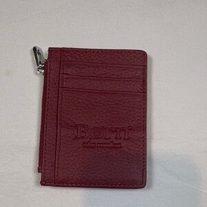 Born Maroon Leather Zip Card Case